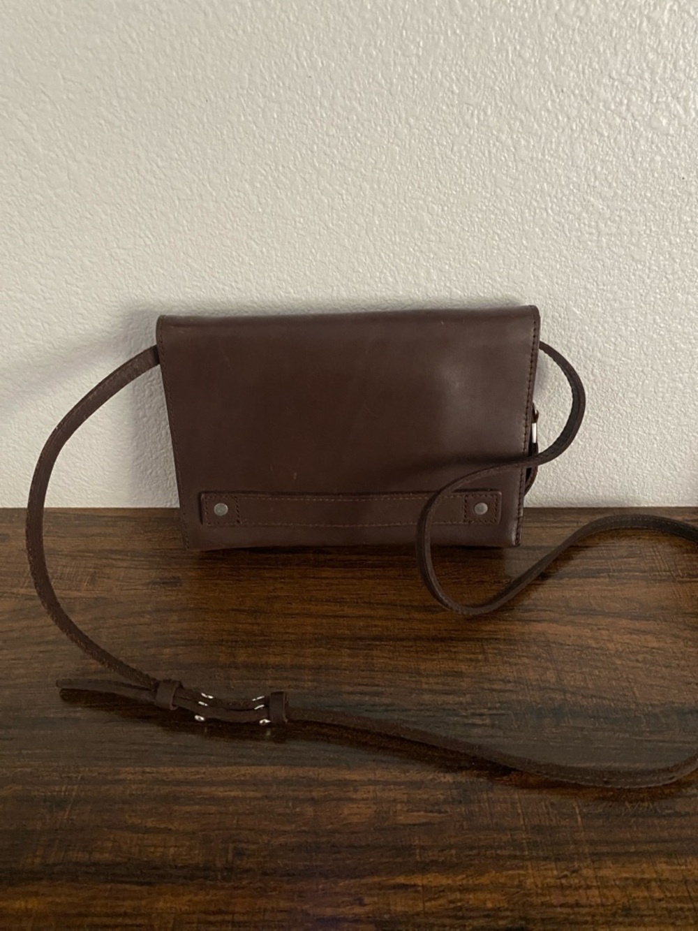 Madewell Dark Brown Leather Crossbody Wallet Bag